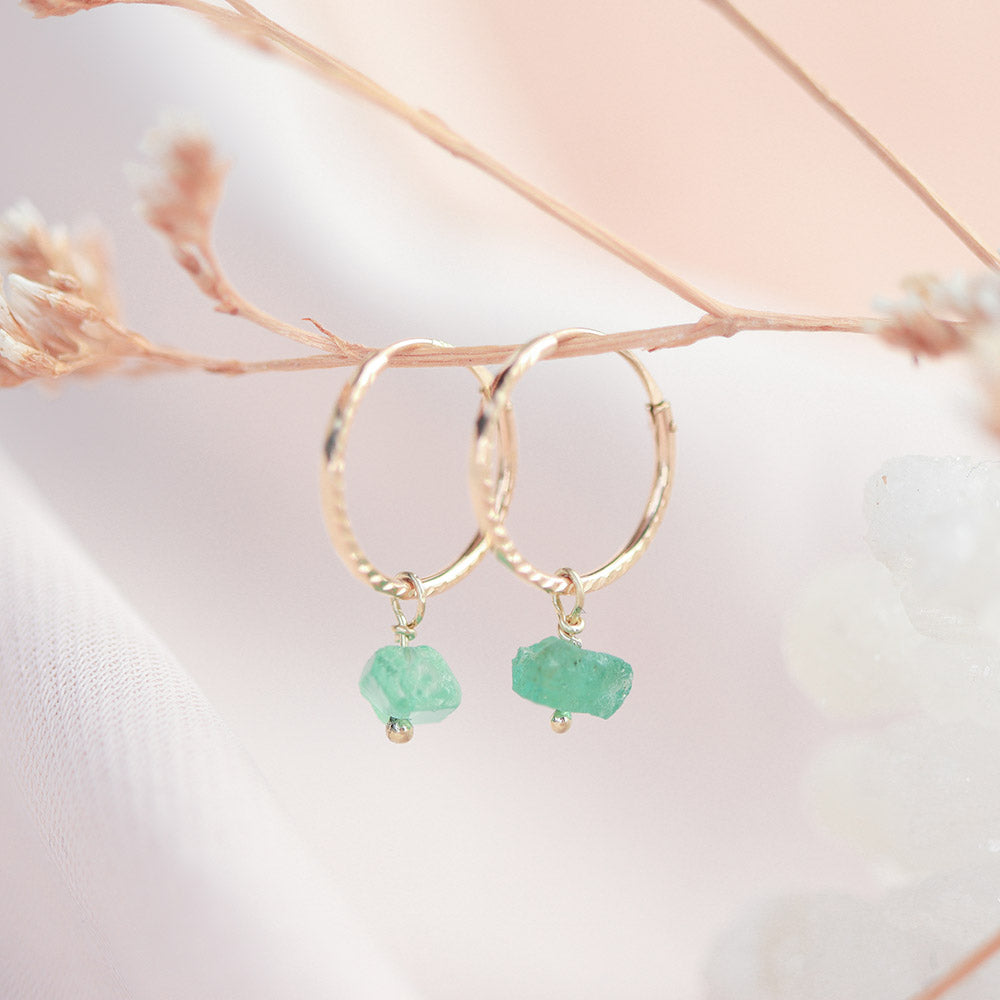 Oorbellen Smaragd goud - geboortesteen mei 